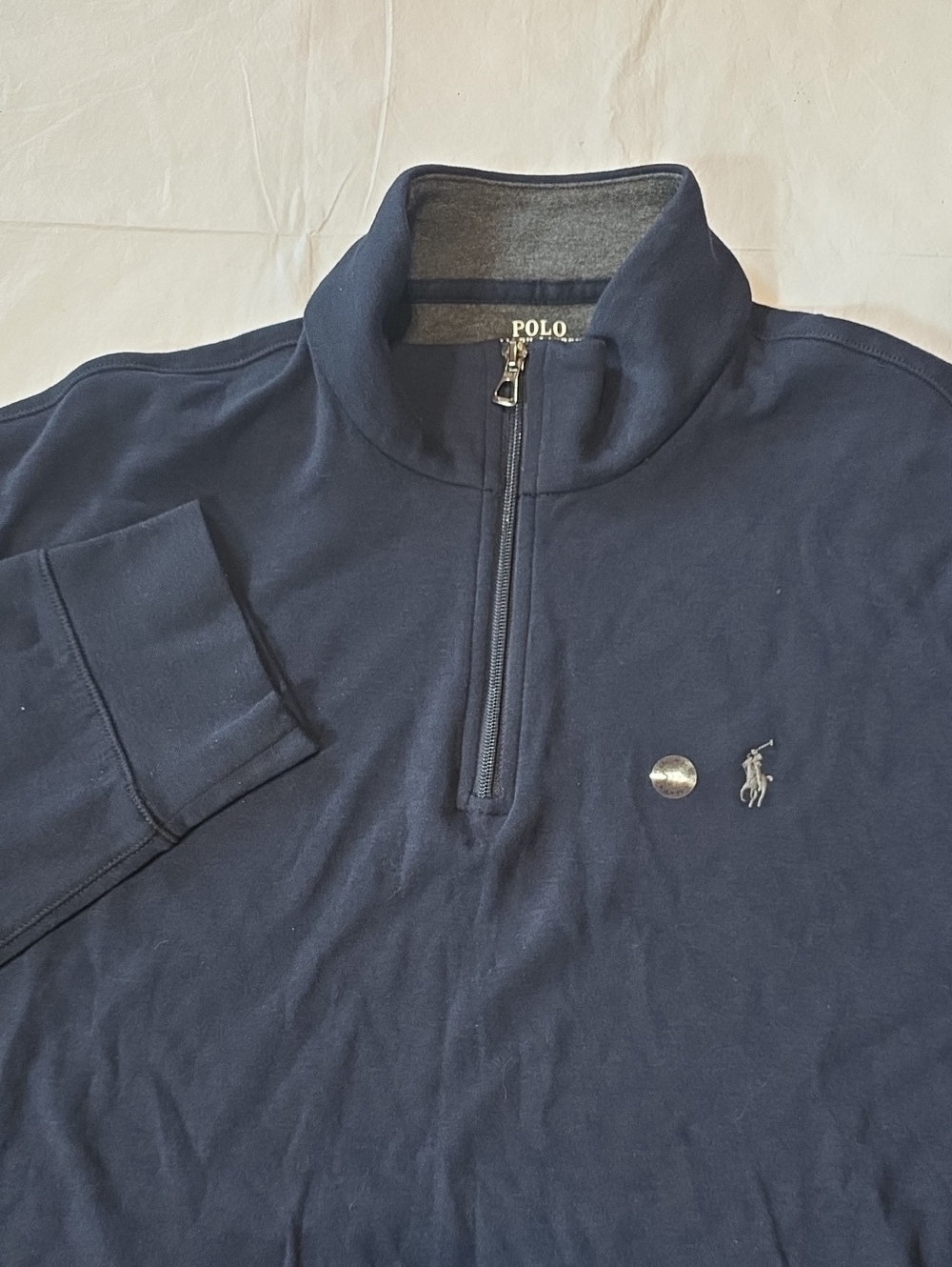 Polo Ralph Lauren NWT Men's 1/4 Zip Long Sleeve Pullover Navy Gray XXL